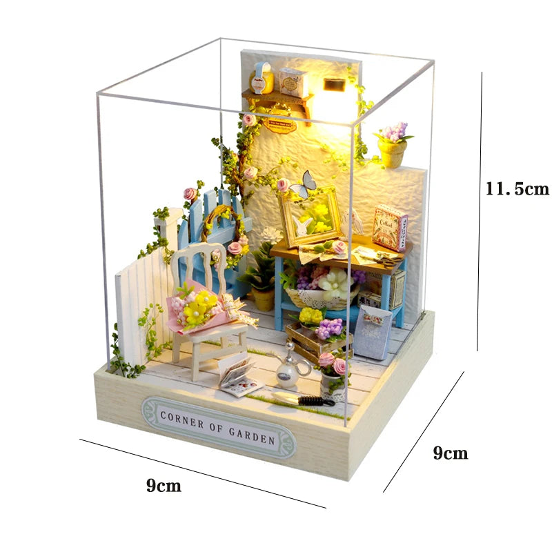 Kit maquette miniature DIY "Corner of Garden" : coin de jardin miniature fleuri à construire