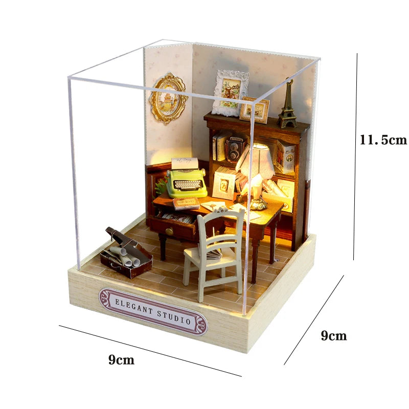 Kit maquette miniature DIY "Elegant Studio" : bureau d'écrivain vintage à construire soi-même