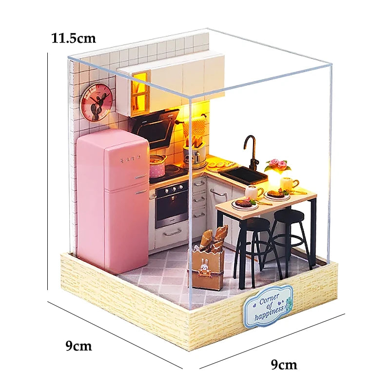 Kit maquette miniature DIY "Cuisine Vintage" : cuisine miniature à construire soi-même